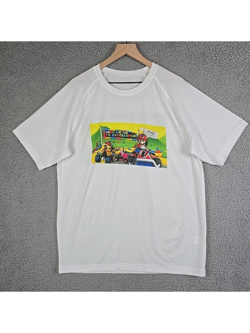 Sport-Tek Mario Kart Graphic T-Shirt Size L White Gaming Tee Nintendo Style...